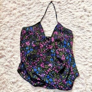 Oliviaceous Floral Halter Feminine Witchy Fairy Core Delicate Halter Crop Top